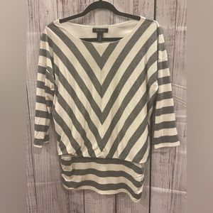 Silver (with some sparkle)  and white striped top by White House Black Market